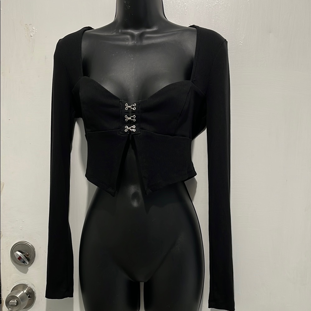 Princess Polly Black Fitted Crop Bodysuit